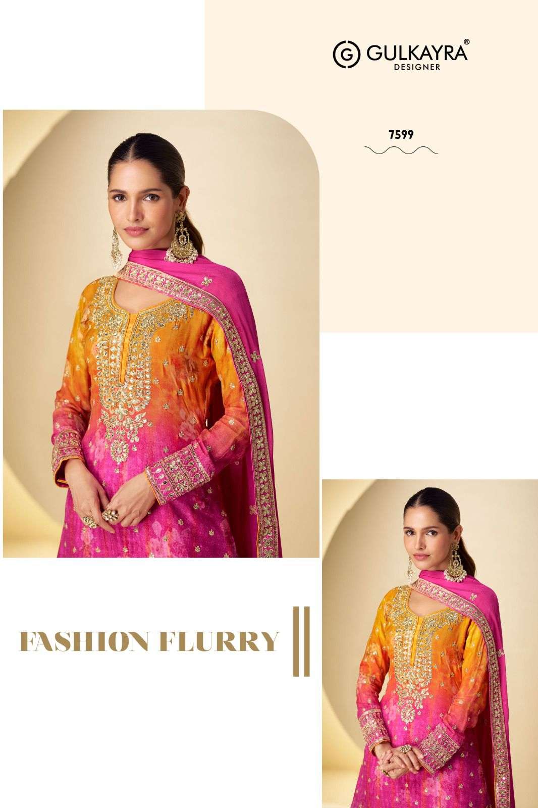 KANIKA BY GULKAYRA DESIGNER IN REAL CHINON SILK WITH DIGITAL PRINT & EMBROIDERY WORK 