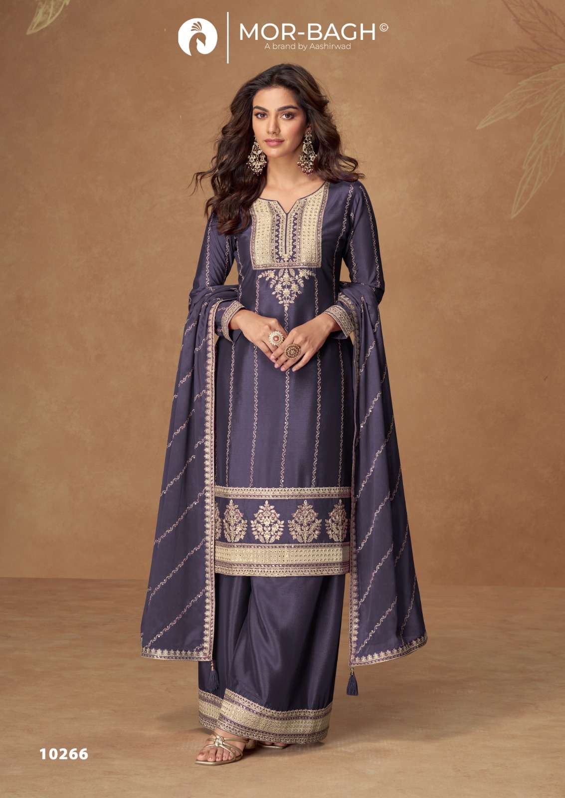 KAVERI BY AASHIRWAD CREATION PREMIUM CHINON SILK WITH HEAVY EMBROIDERY WORK 