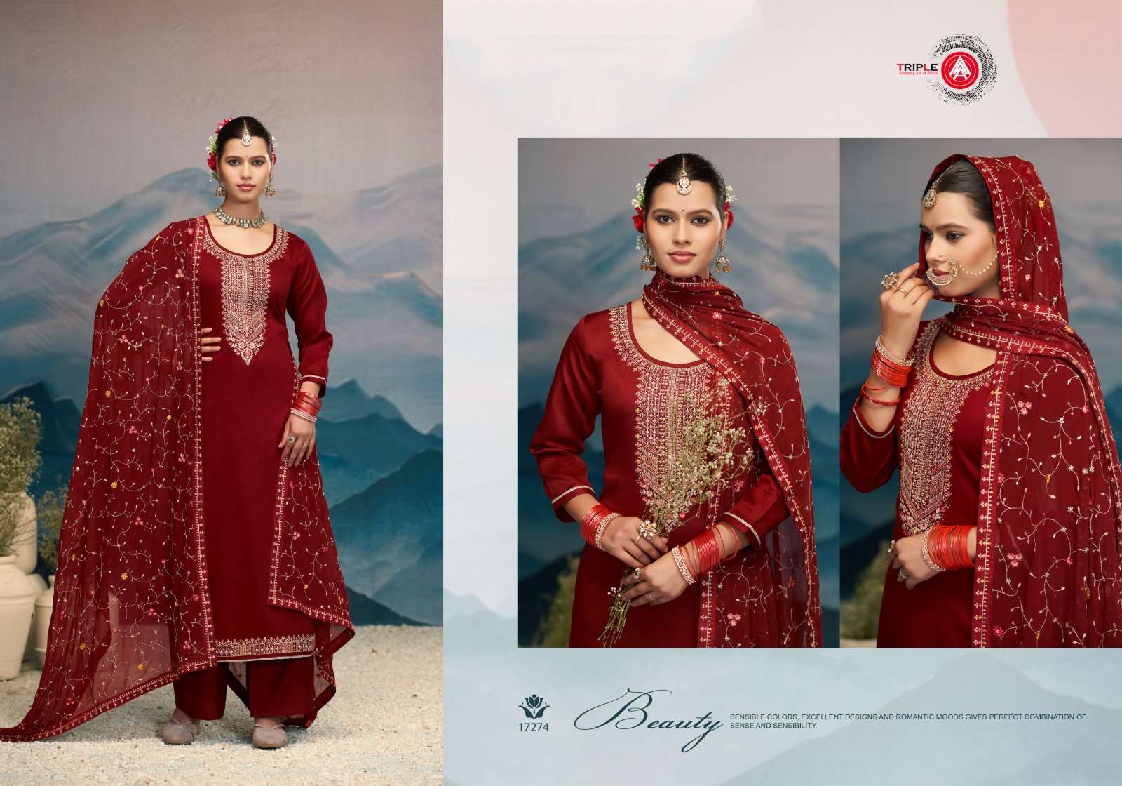 KEERAT VOL-10 BY TRIPLE IN JAM COTTON WITH HEAY HAND WORK AND SEMI PURE DUPATTA 