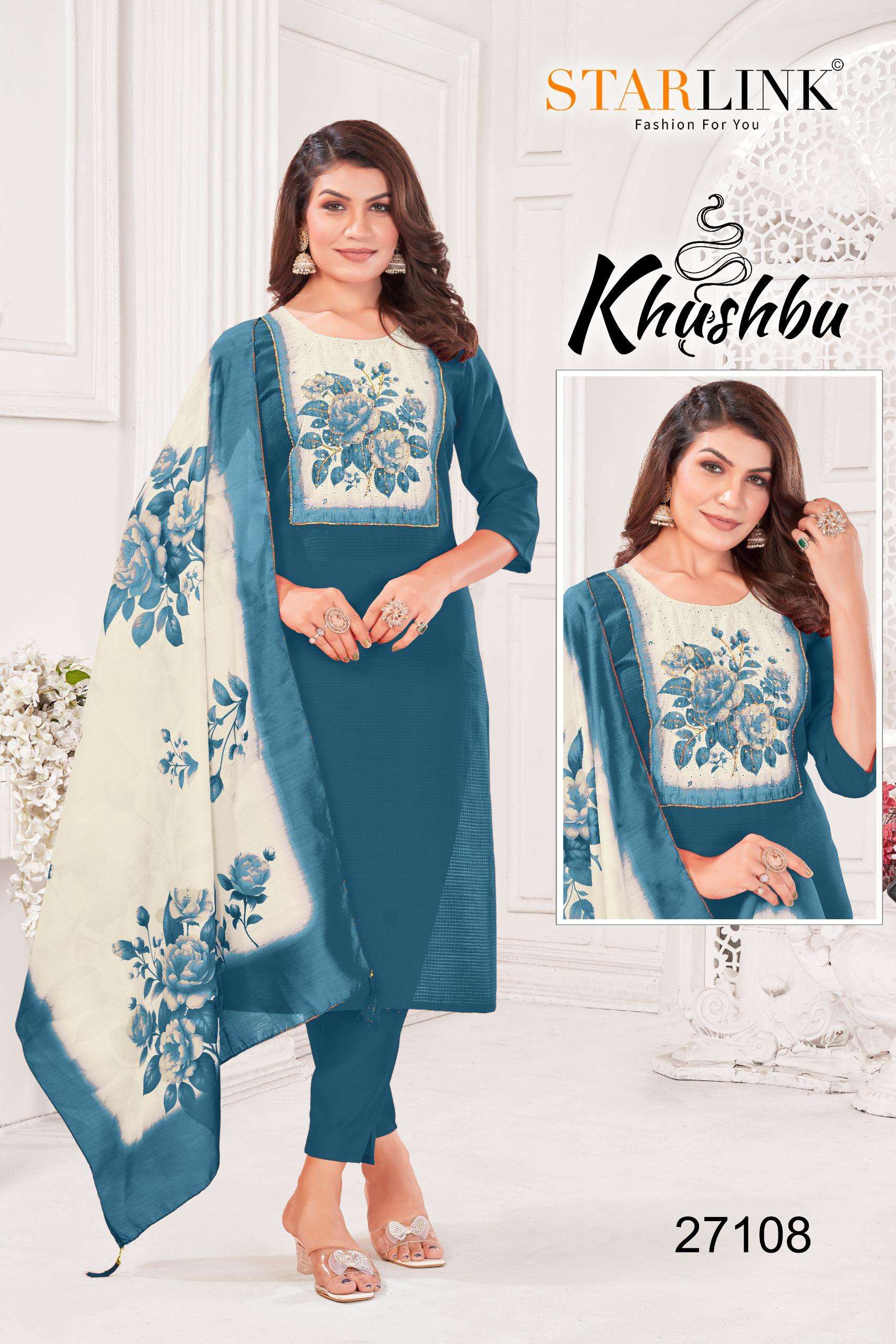 KHUSHBOO BY STARLINK IN BURLIN PETTERN WITH SHIFFLI DIGITAL PATCH WITH HANDWORK
