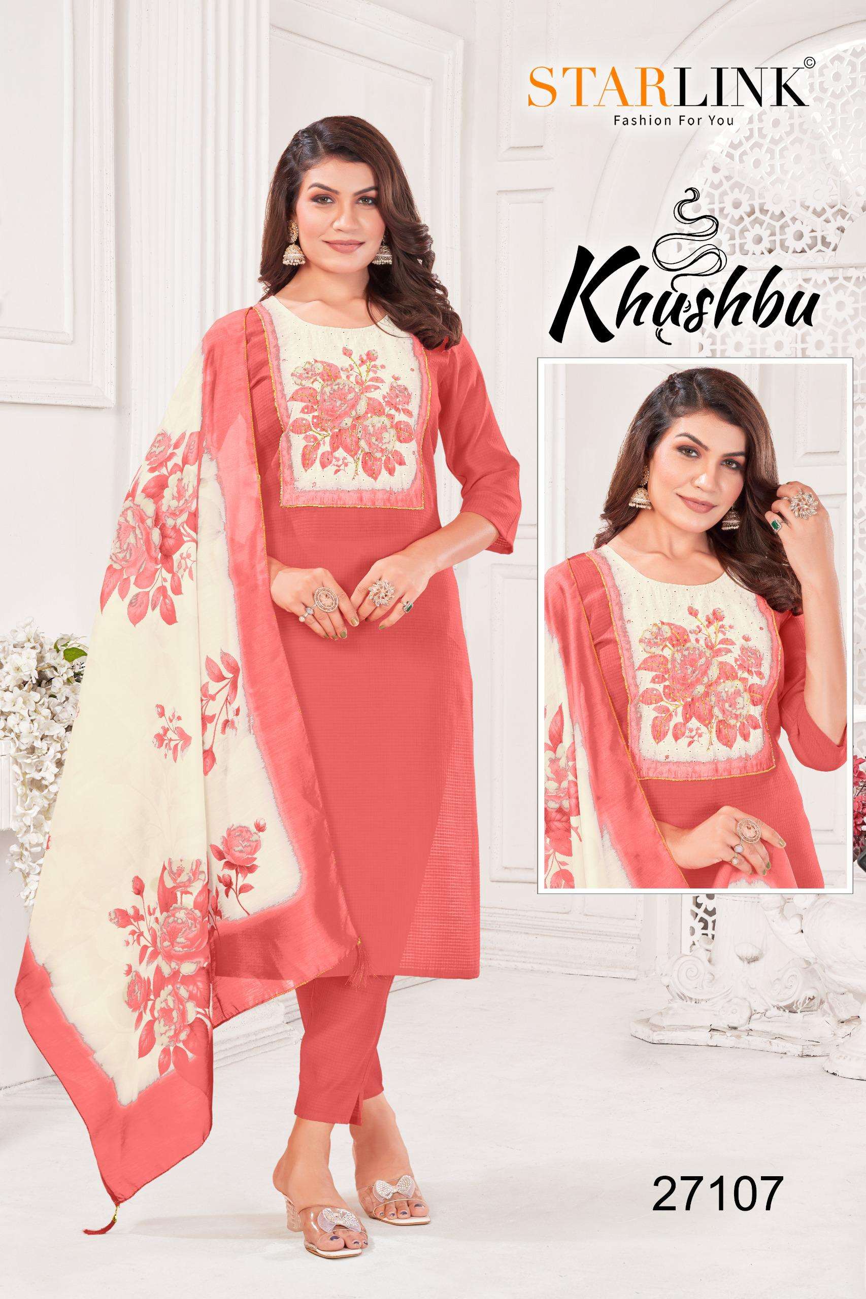 KHUSHBOO BY STARLINK IN BURLIN PETTERN WITH SHIFFLI DIGITAL PATCH WITH HANDWORK