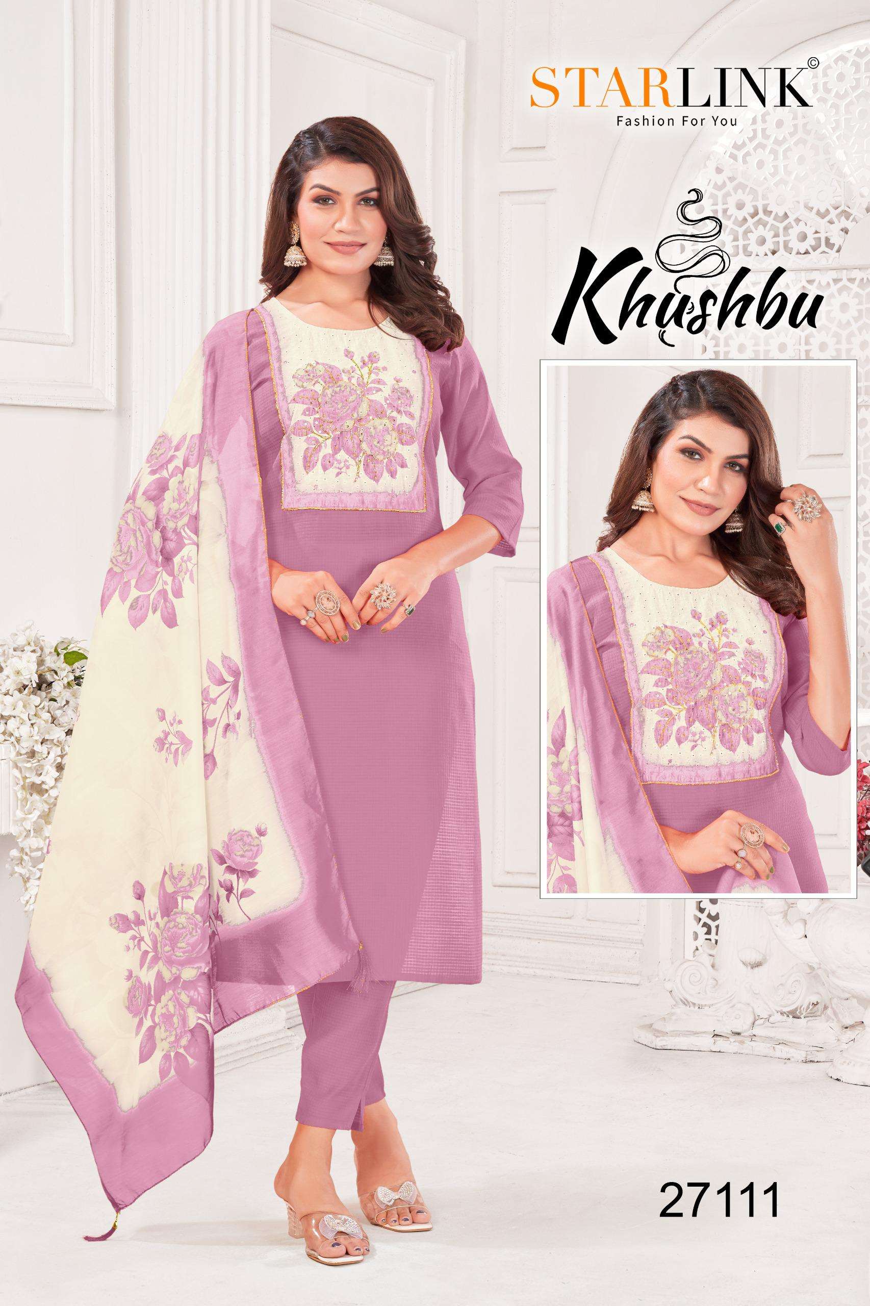 KHUSHBOO BY STARLINK IN BURLIN PETTERN WITH SHIFFLI DIGITAL PATCH WITH HANDWORK