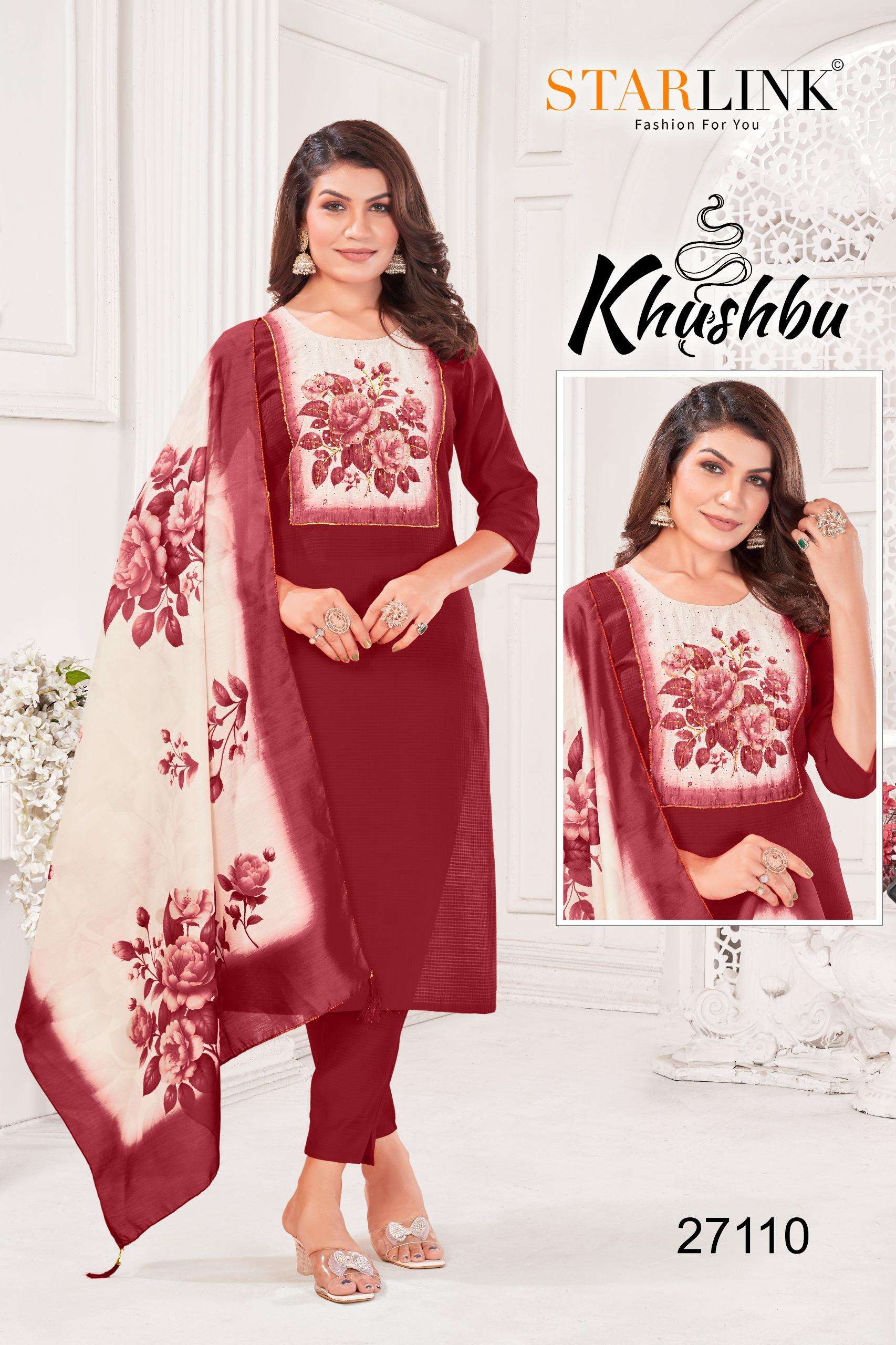 KHUSHBOO BY STARLINK IN BURLIN PETTERN WITH SHIFFLI DIGITAL PATCH WITH HANDWORK