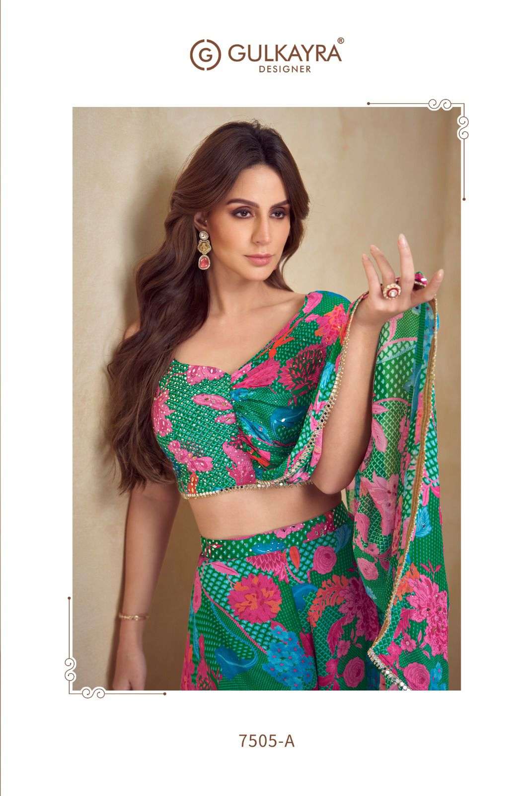 KIERA BY GULKAYRA DESIGNER IN REAL CHINON SILK WITH DIGITAL PRINT AND EMNROIDERY WORK 