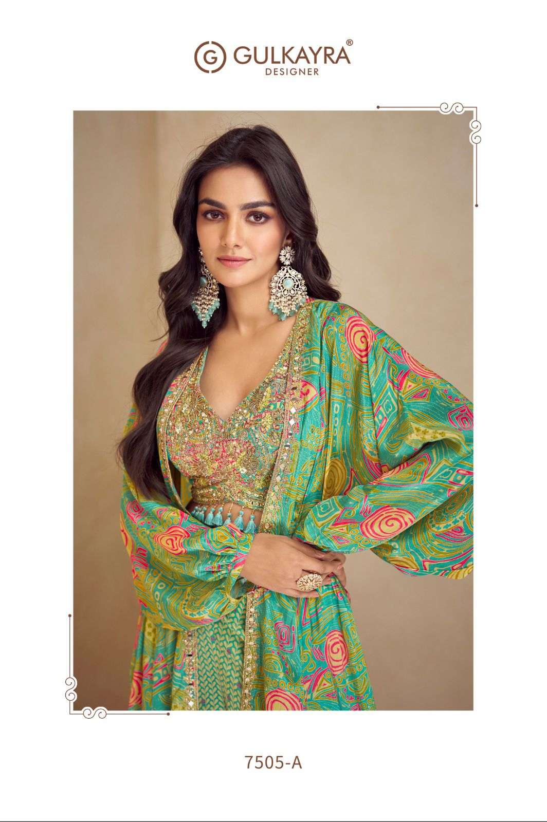 KIERA BY GULKAYRA DESIGNER IN REAL CHINON SILK WITH DIGITAL PRINT AND EMNROIDERY WORK 