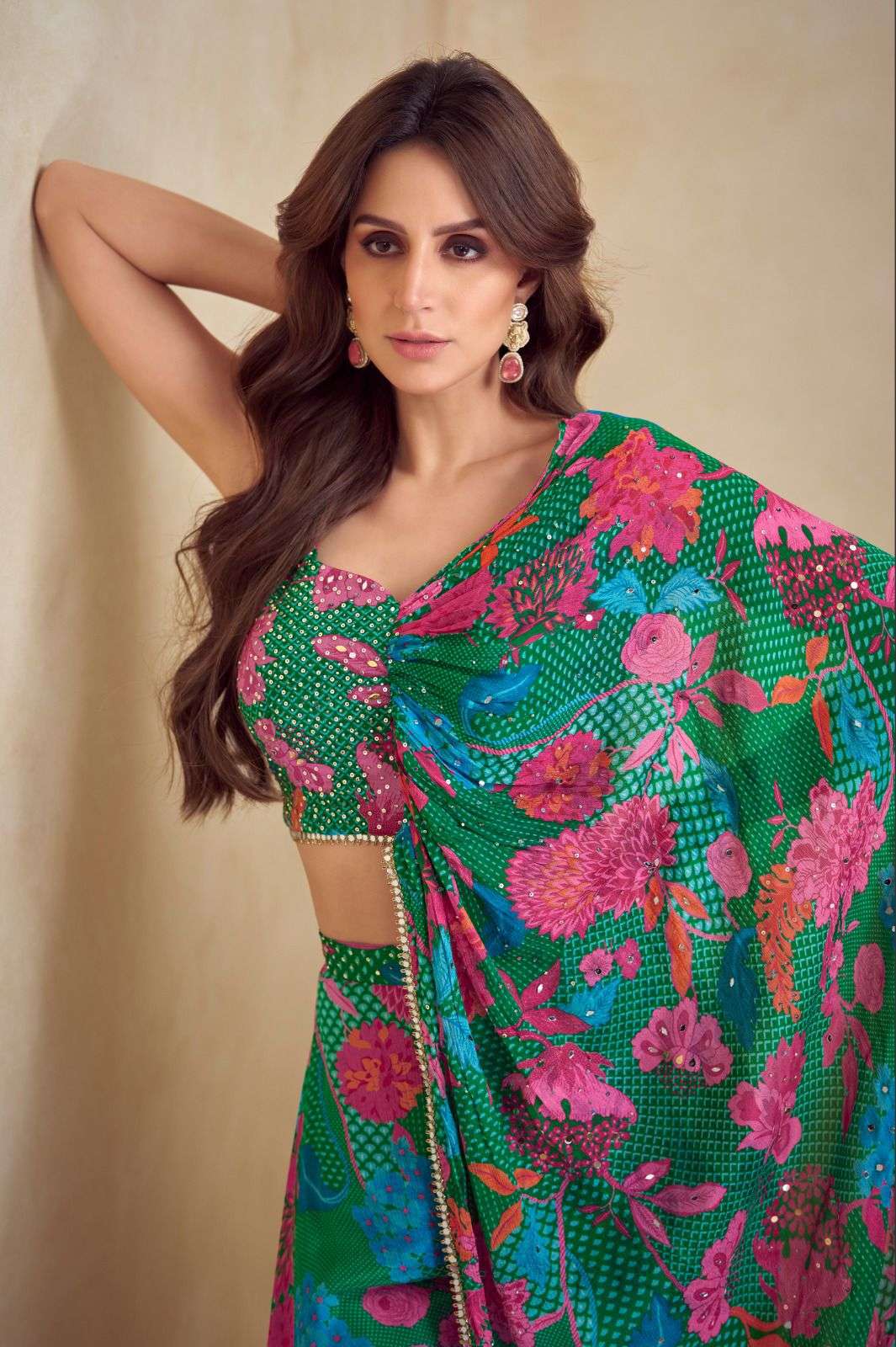 KIERA BY GULKAYRA DESIGNER IN REAL CHINON SILK WITH DIGITAL PRINT AND EMNROIDERY WORK 