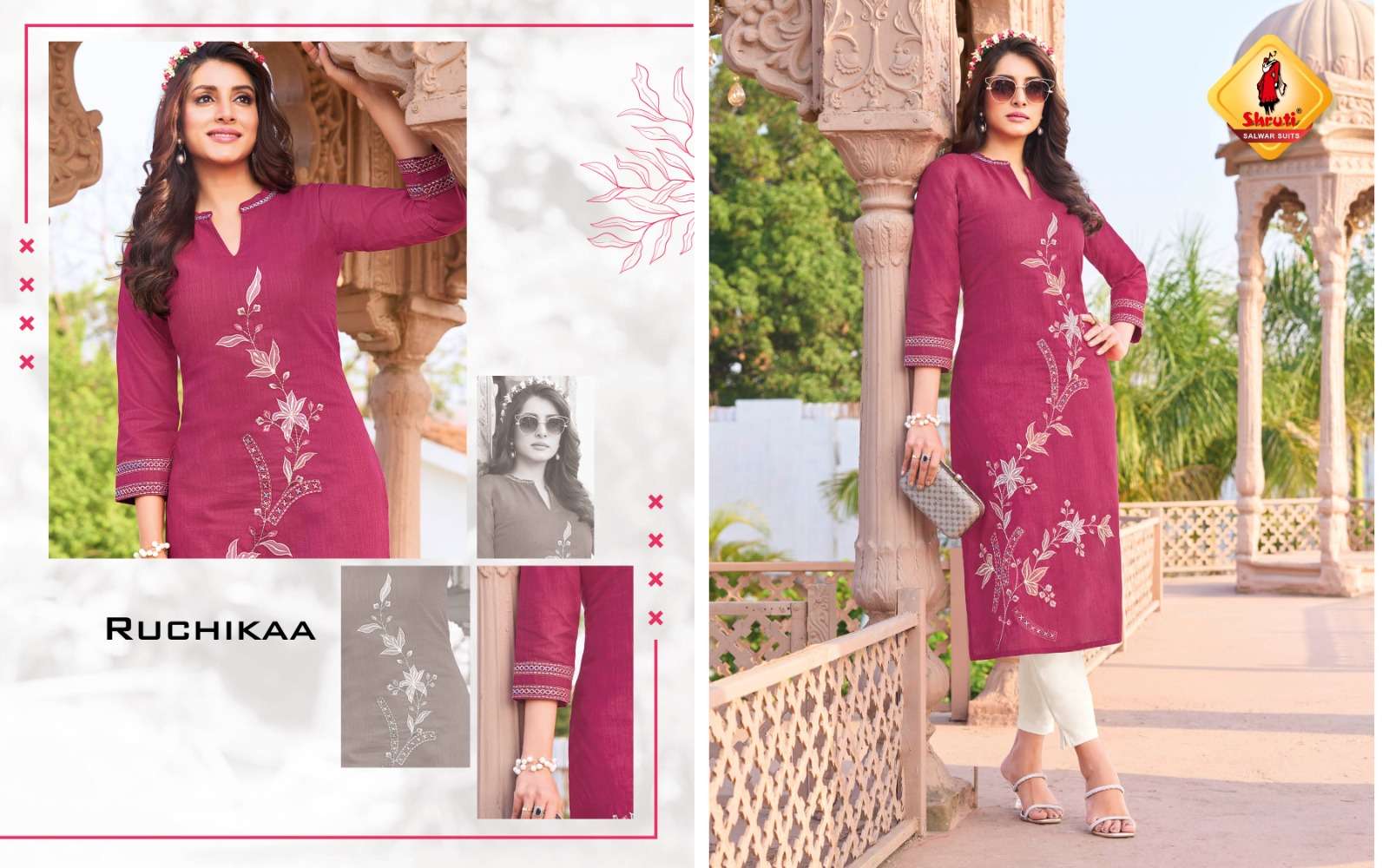 KKASHISH VOL-35 BY SHRUTI SUITS PURE COTTON LINEN STYLISH EMBROIDERY WORK KURTI PANT 