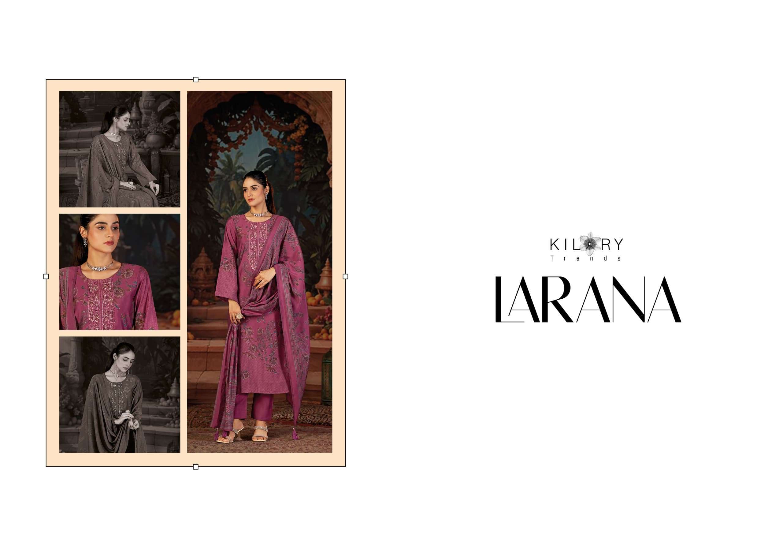 LARANA BY KILORY TRENDS IN PURE MODAL MUSLIN SILK DIGITAL FOIL PRINT WITH FANCY BEADS NECK WORK