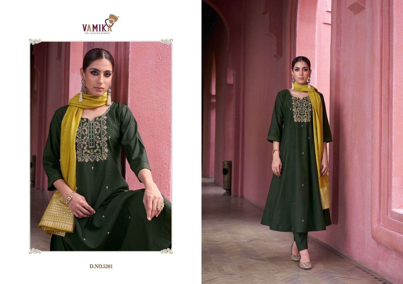 LIYANA BY VAMIKA IN HEAVY VISCOS VATICAN SILK WITH AMERICAN CRAP INNER AND EMBROIDERY WORK 