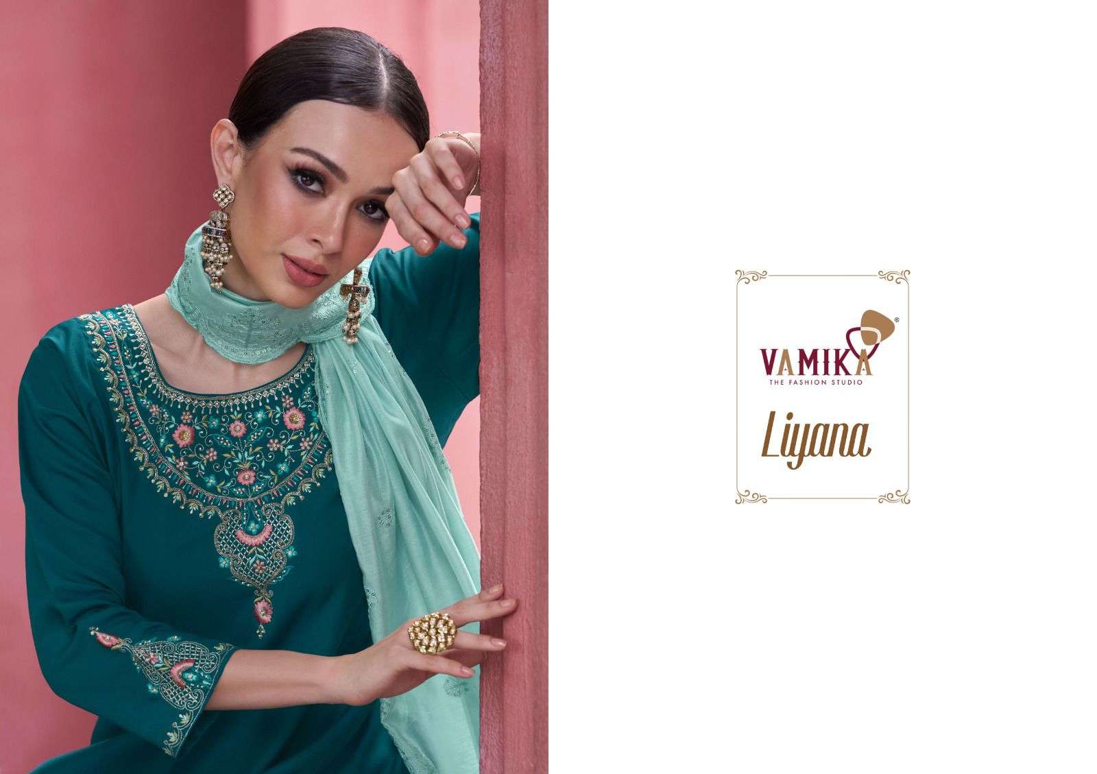 LIYANA BY VAMIKA IN HEAVY VISCOS VATICAN SILK WITH AMERICAN CRAP INNER AND EMBROIDERY WORK 