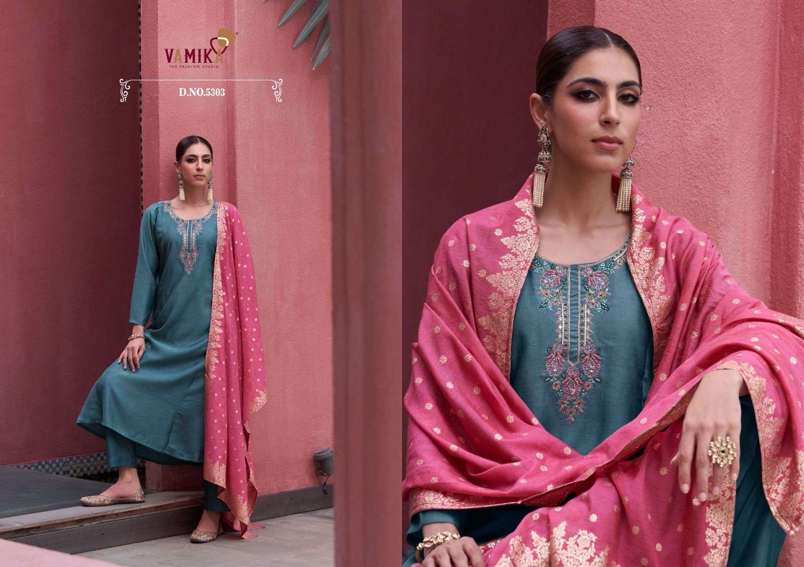 LIYANA BY VAMIKA IN HEAVY VISCOS VATICAN SILK WITH AMERICAN CRAP INNER AND EMBROIDERY WORK 