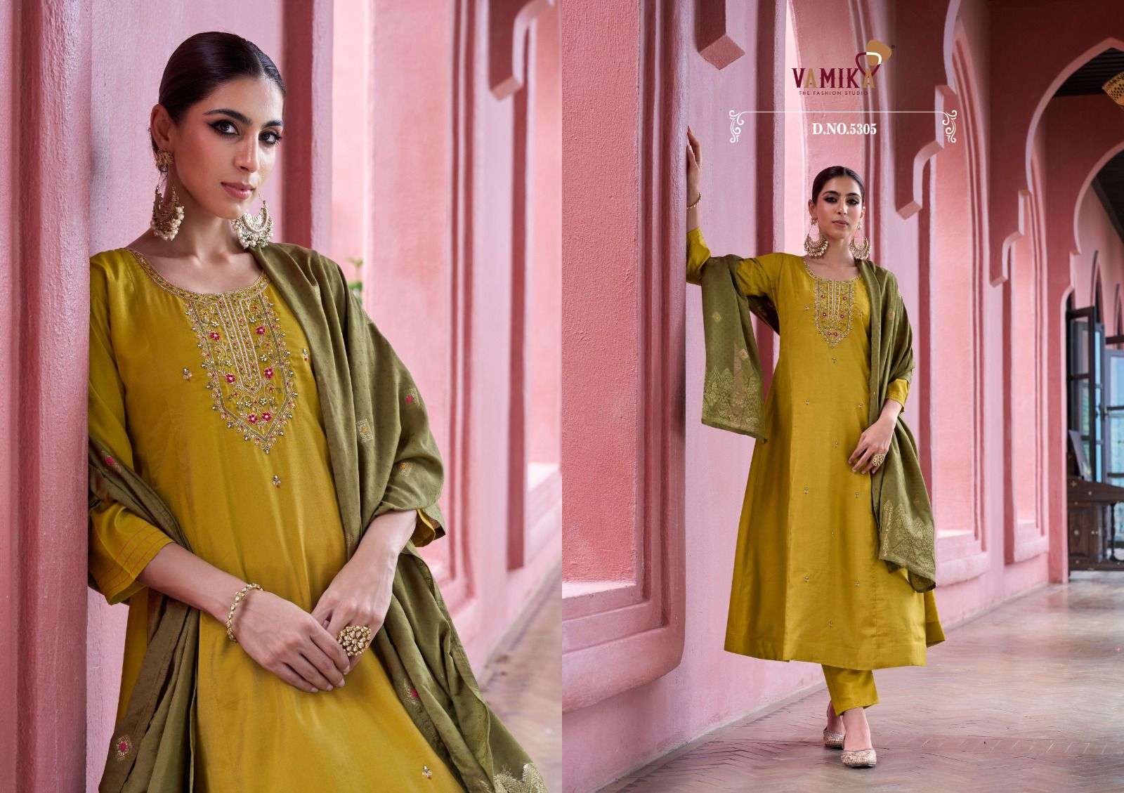 LIYANA BY VAMIKA IN HEAVY VISCOS VATICAN SILK WITH AMERICAN CRAP INNER AND EMBROIDERY WORK 