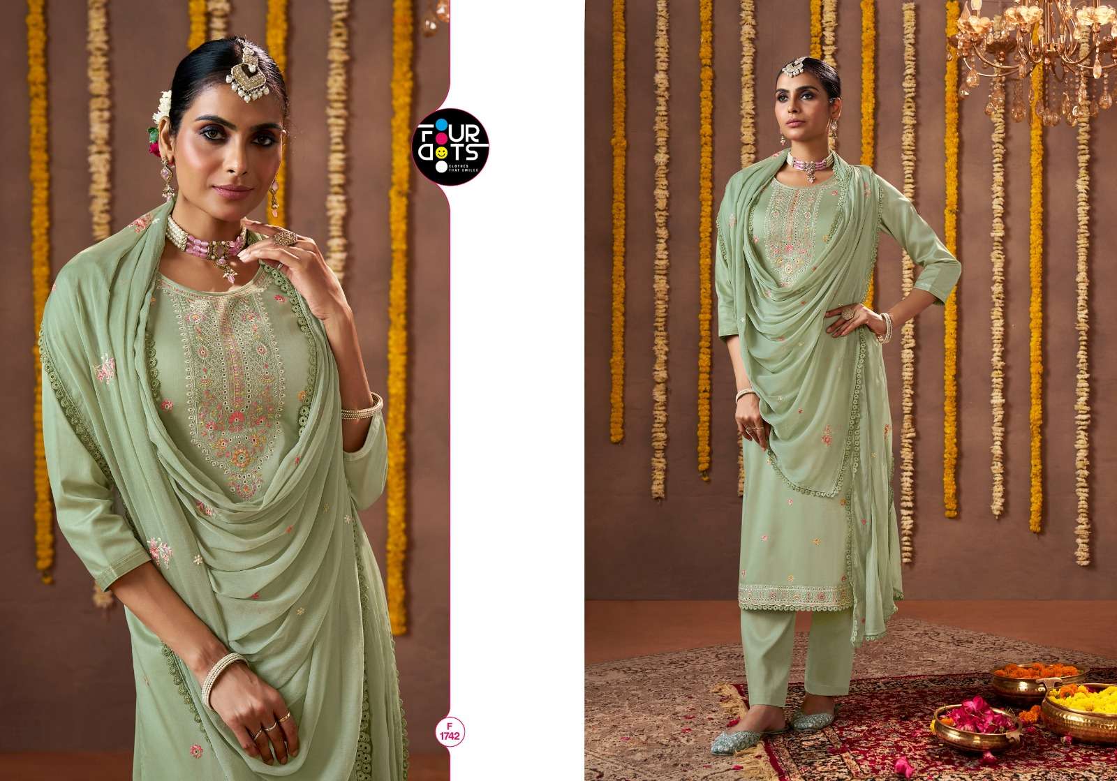 MADHUR BY FOURDOTS IN JAM COTTON LAKHANAVI WORK WITH NAZNEEN DUPATTA 