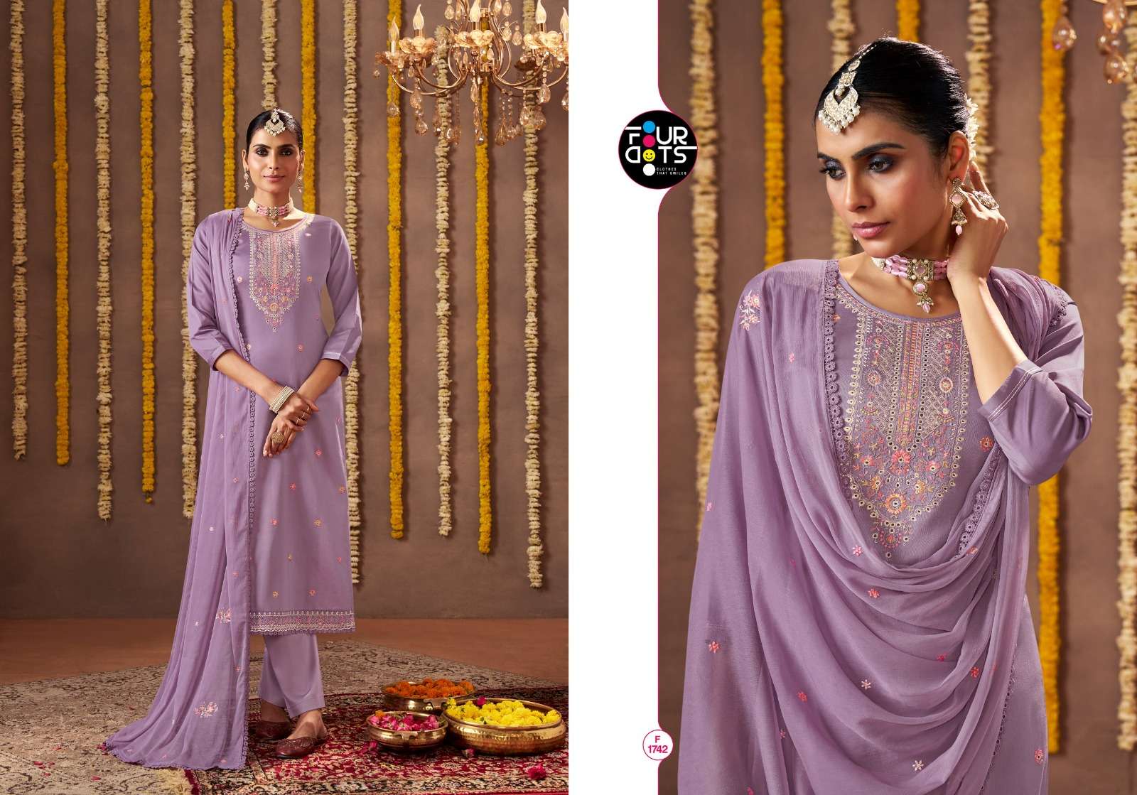 MADHUR BY FOURDOTS IN JAM COTTON LAKHANAVI WORK WITH NAZNEEN DUPATTA 