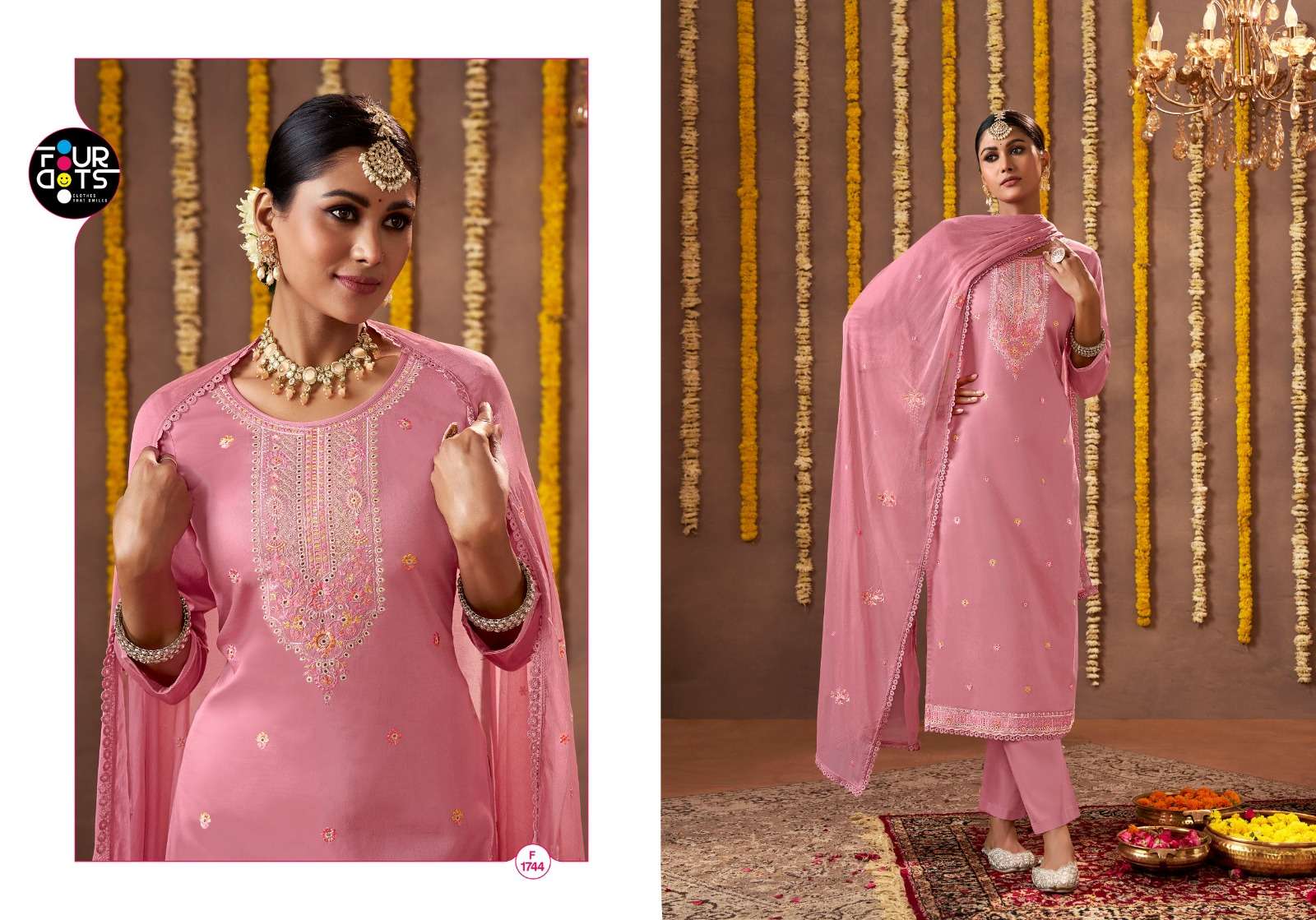 MADHUR BY FOURDOTS IN JAM COTTON LAKHANAVI WORK WITH NAZNEEN DUPATTA 