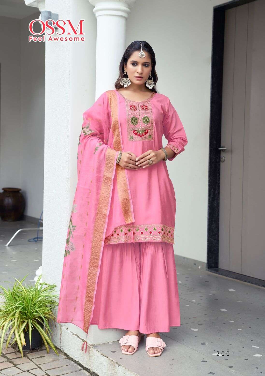 MANNAT VOL-2 BY OSSM SHARRARA COLLECTION IN VISCOS ROMAN SILK WITH EMBROIDERY WORK 