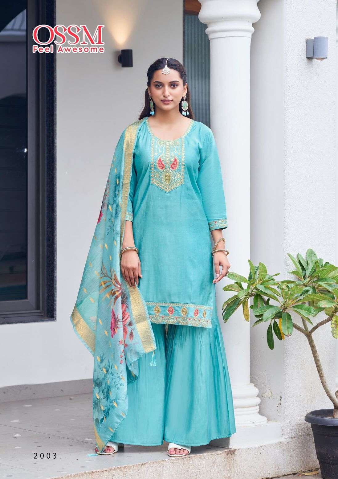 MANNAT VOL-2 BY OSSM SHARRARA COLLECTION IN VISCOS ROMAN SILK WITH EMBROIDERY WORK 