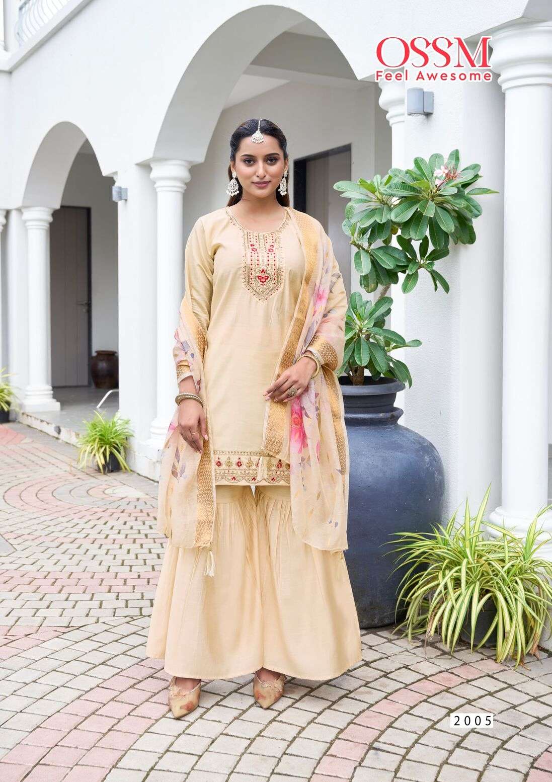 MANNAT VOL-2 BY OSSM SHARRARA COLLECTION IN VISCOS ROMAN SILK WITH EMBROIDERY WORK 