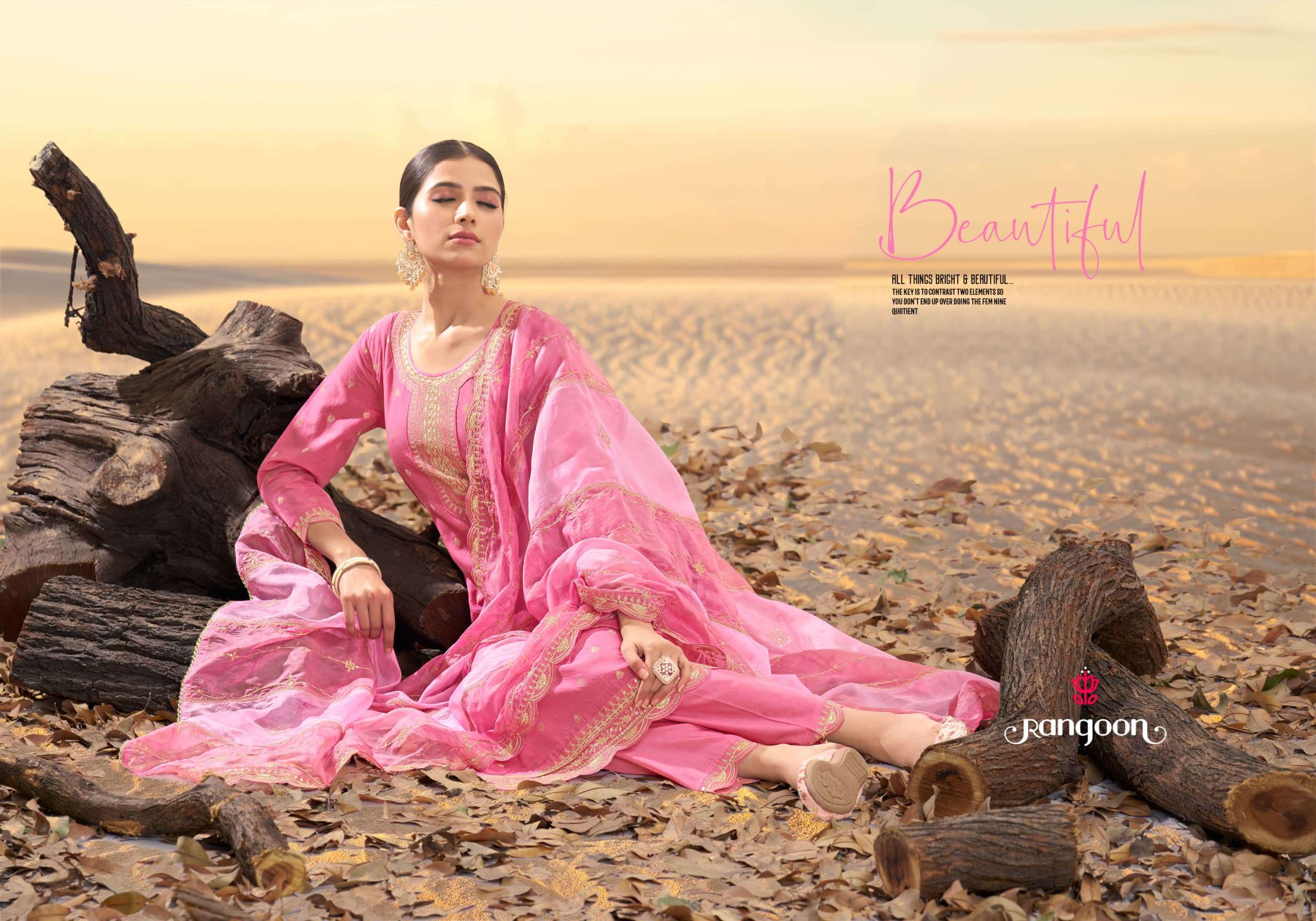 MAYA BY RANGOON IN VISCOSE JACQUARD WITH FANCY WORK MIRROR AND FULL INNER 