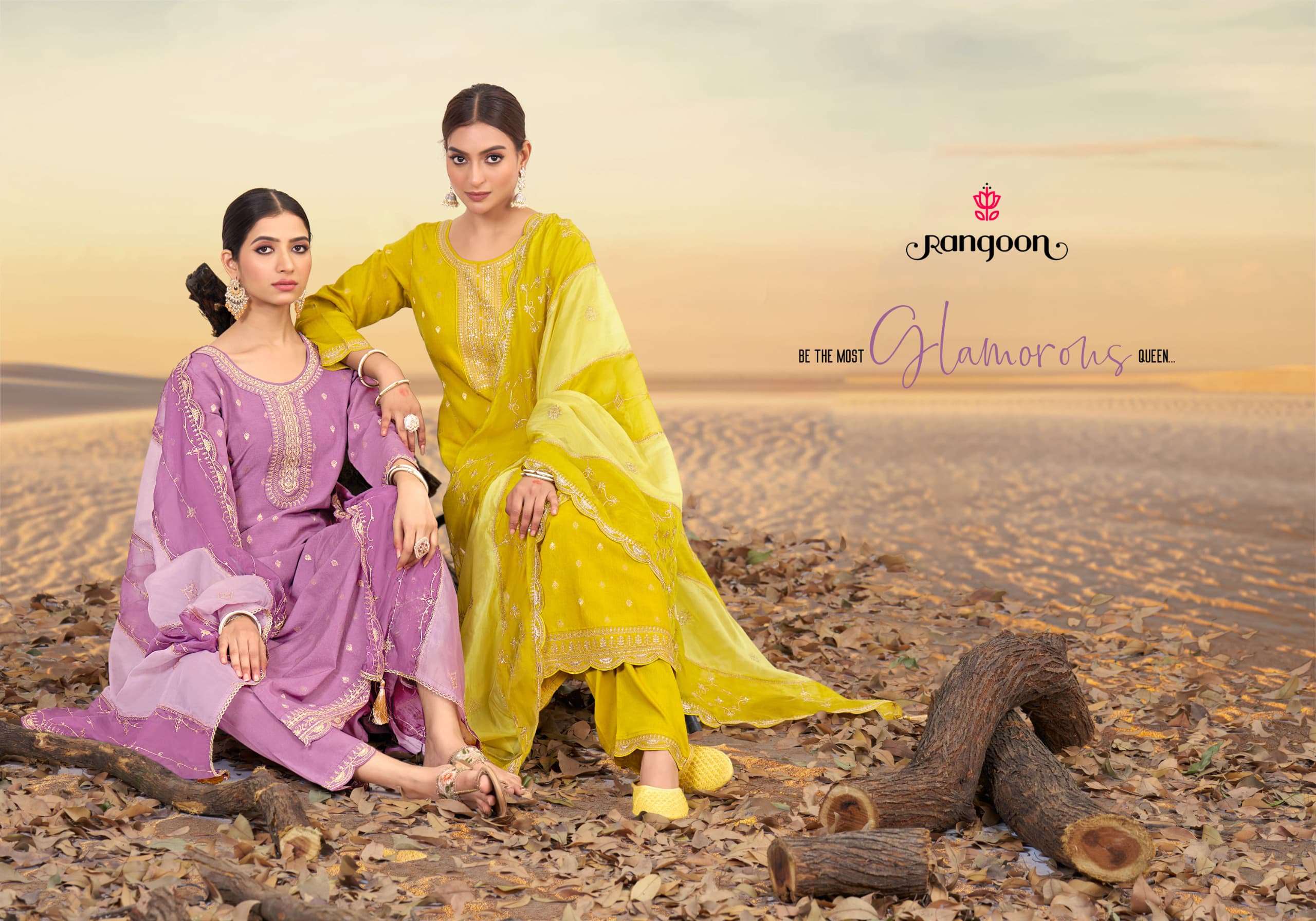 MAYA BY RANGOON IN VISCOSE JACQUARD WITH FANCY WORK MIRROR AND FULL INNER 