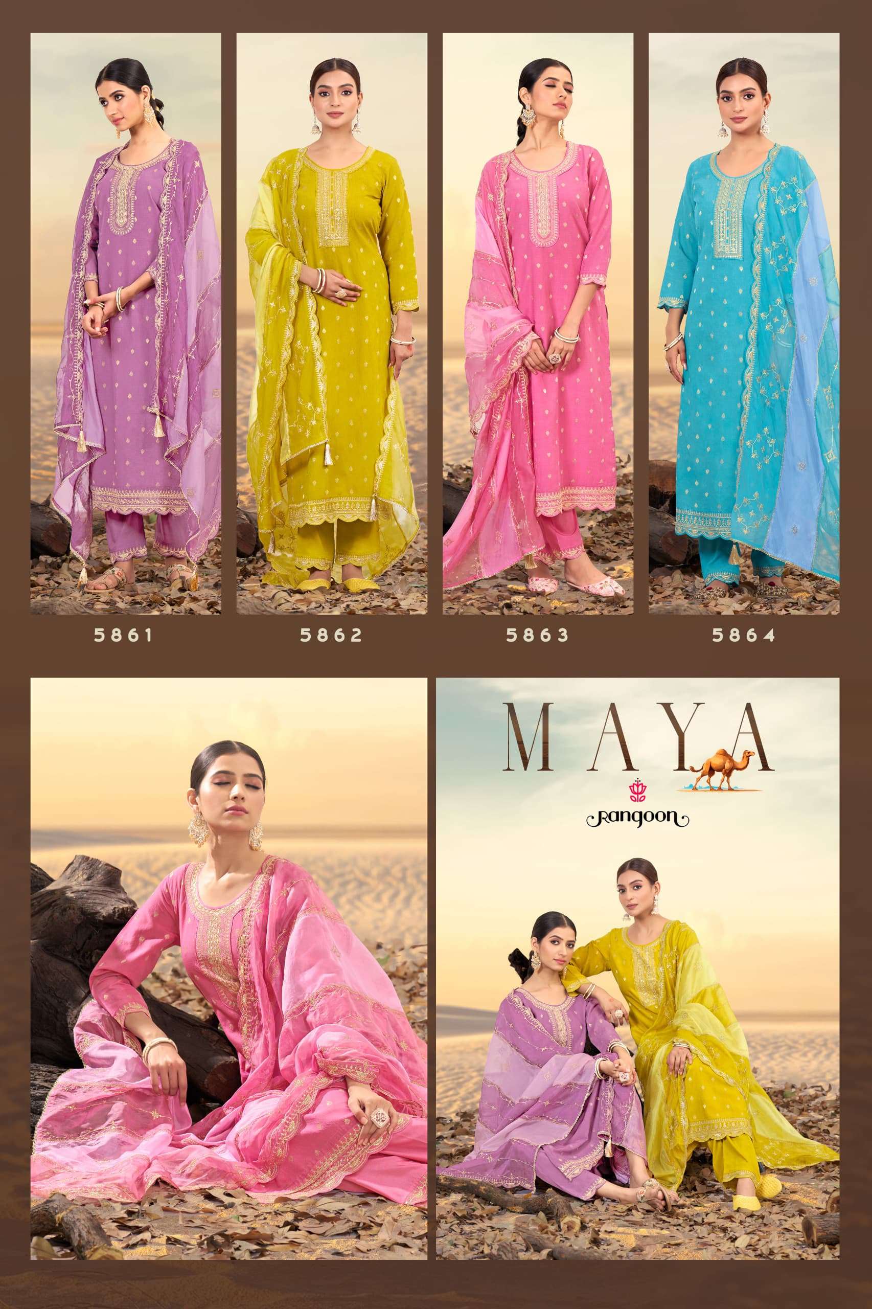 MAYA BY RANGOON IN VISCOSE JACQUARD WITH FANCY WORK MIRROR AND FULL INNER 