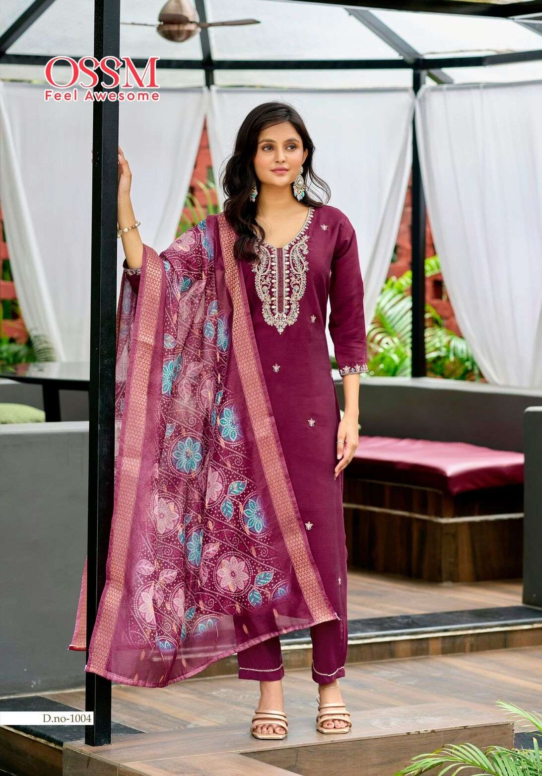 MAYREE BY OSSM IN PURE VISCOSE ROMAN SILK WITH ASTAR AND HEAVY EMBROIDEY WORK 