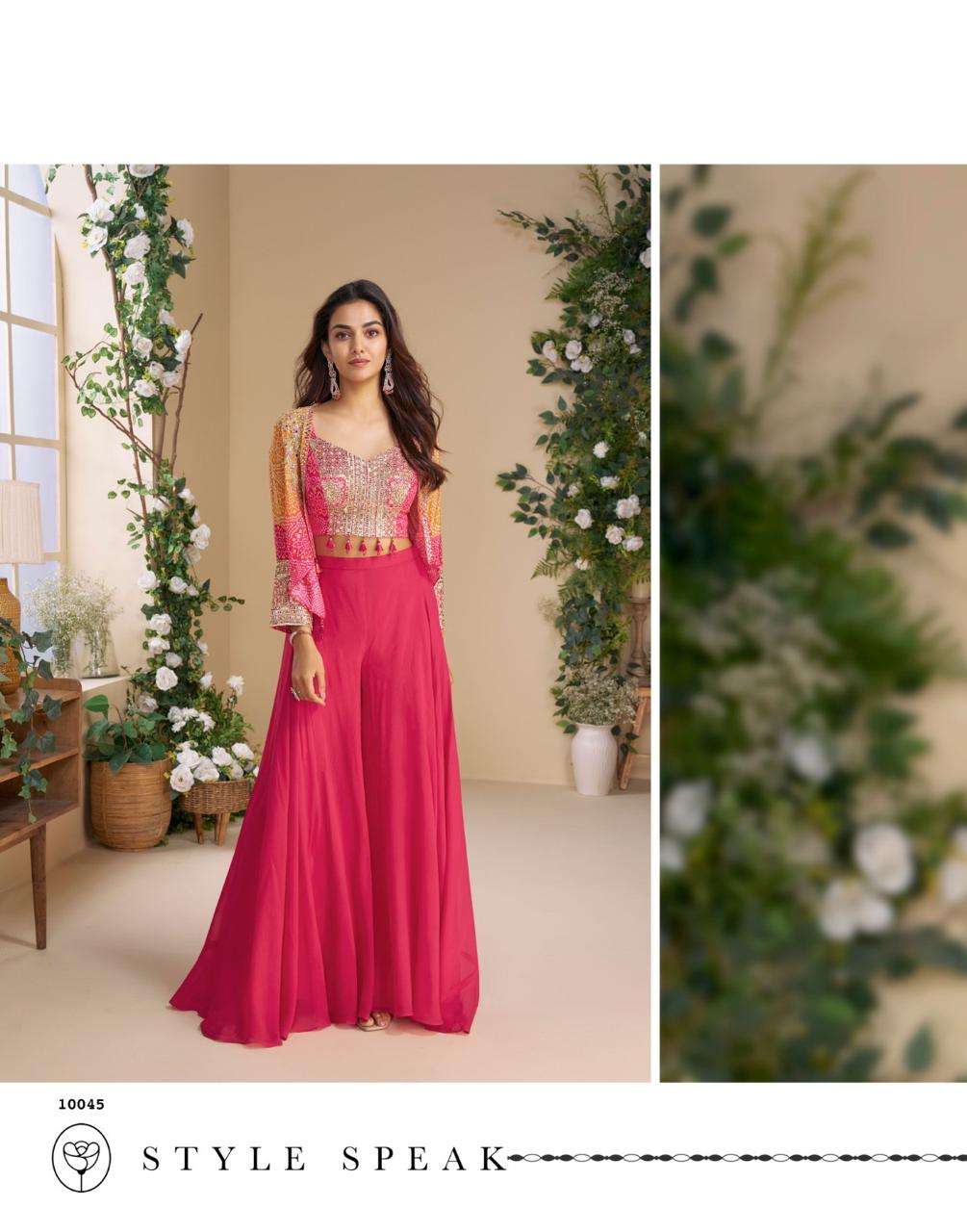 MOON BY SAYURI DESIGNER IN REAL CHINON & GEROGETTE WITH EMBROIDERED BLOUSE 