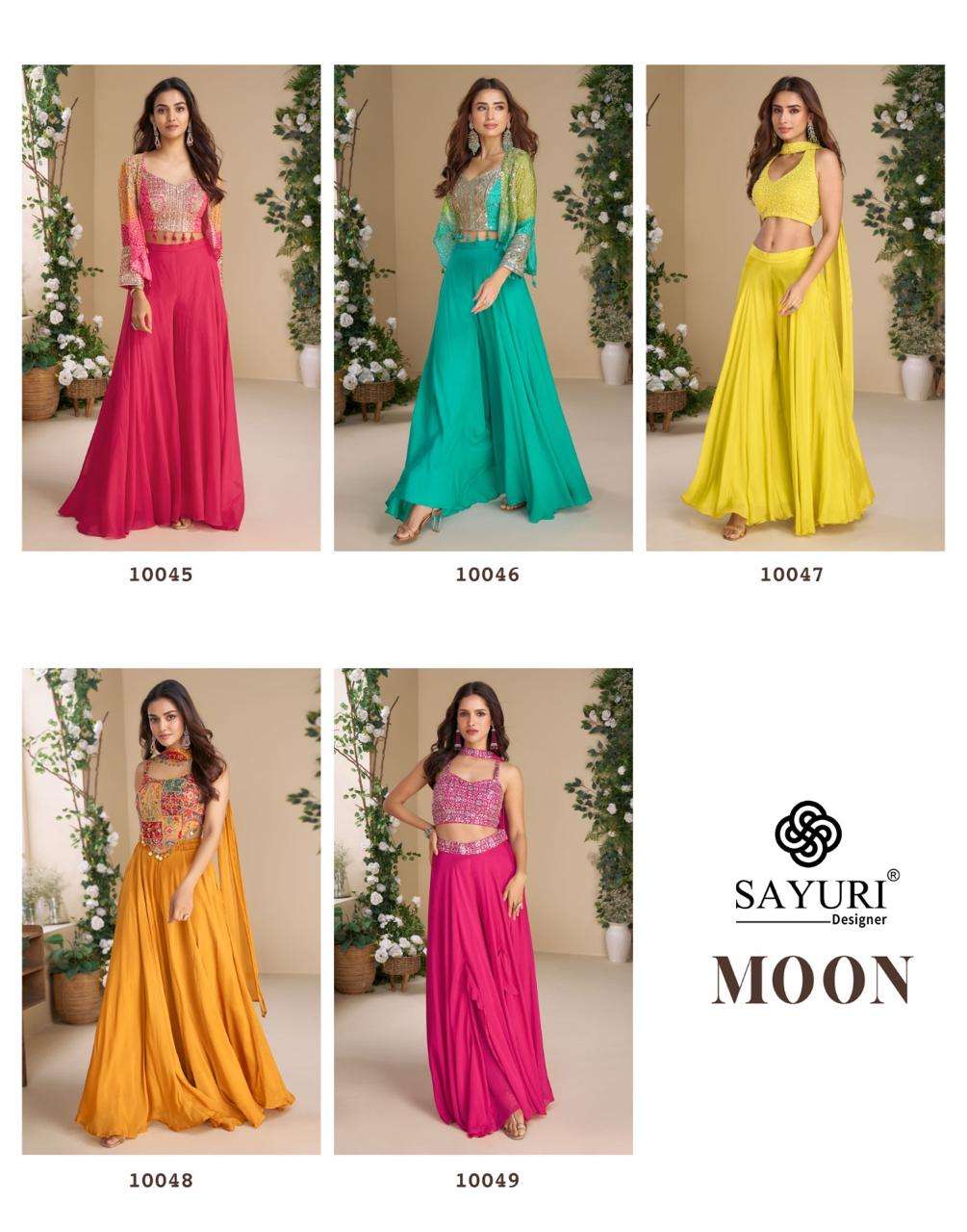 MOON BY SAYURI DESIGNER IN REAL CHINON & GEROGETTE WITH EMBROIDERED BLOUSE 