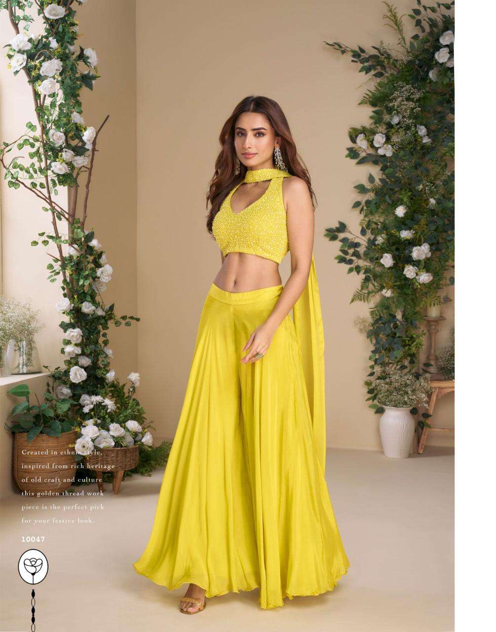 MOON BY SAYURI DESIGNER IN REAL CHINON & GEROGETTE WITH EMBROIDERED BLOUSE 