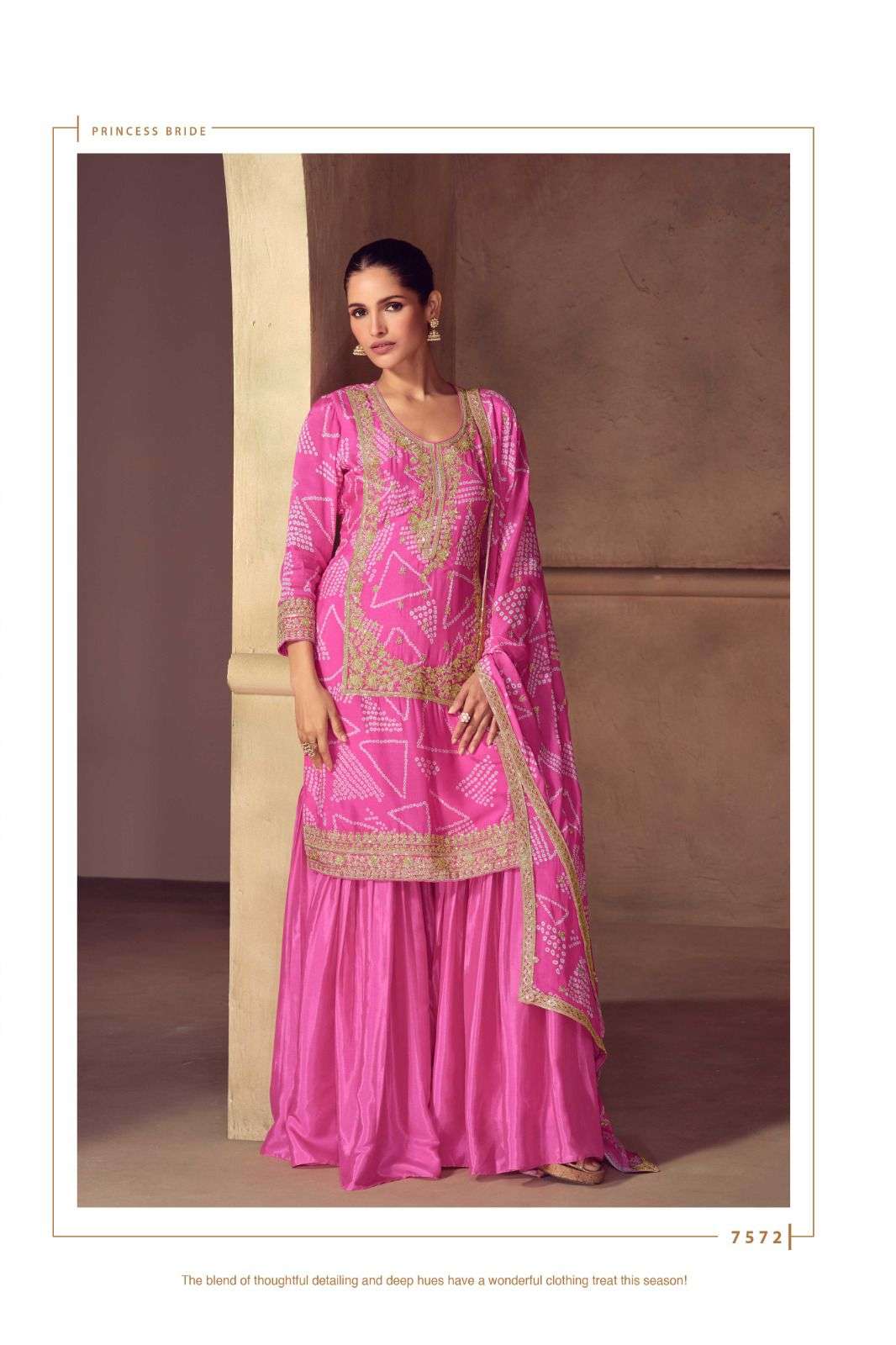 MRUNAL BY GULKAYRA DESIGNER IN REAL CHINON DIGITAL PRINT WITH EMBROIDERY WORK 