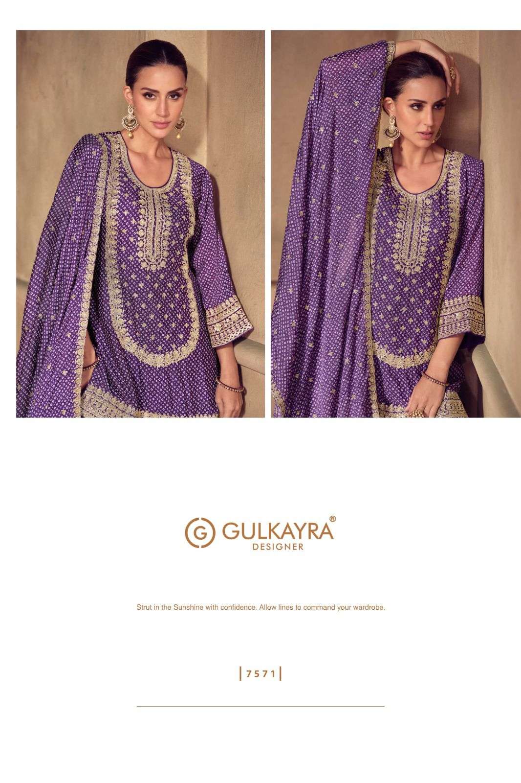 MRUNAL BY GULKAYRA DESIGNER IN REAL CHINON DIGITAL PRINT WITH EMBROIDERY WORK 