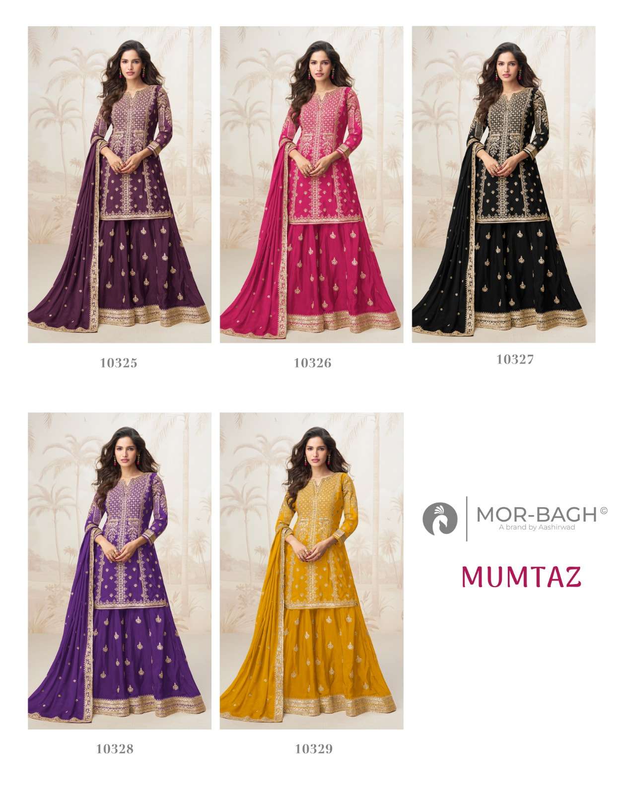 MUMTAZ BY AASHIRWAD CREATION IN PREMIUM CHINON SILK KURTI PLAZZO WITH DUPATTA 