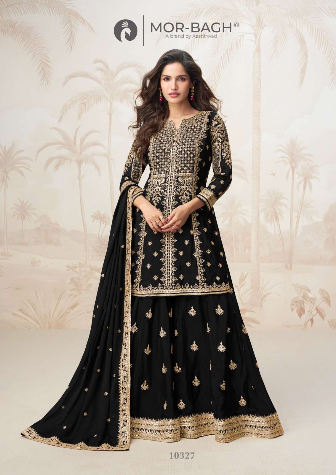 MUMTAZ BY AASHIRWAD CREATION IN PREMIUM CHINON SILK KURTI PLAZZO WITH DUPATTA 