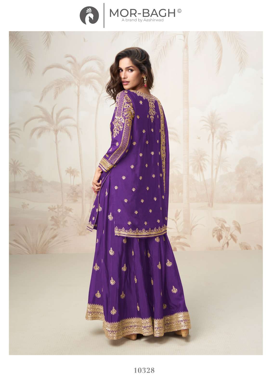 MUMTAZ BY AASHIRWAD CREATION IN PREMIUM CHINON SILK KURTI PLAZZO WITH DUPATTA 