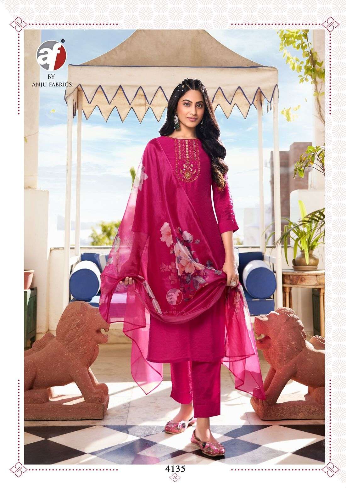 NAKHRALI VOL-6 BY ANJU FABRICS IN MODAL SILK FULL STICHED KURTI PANT WITH DUPATTA 