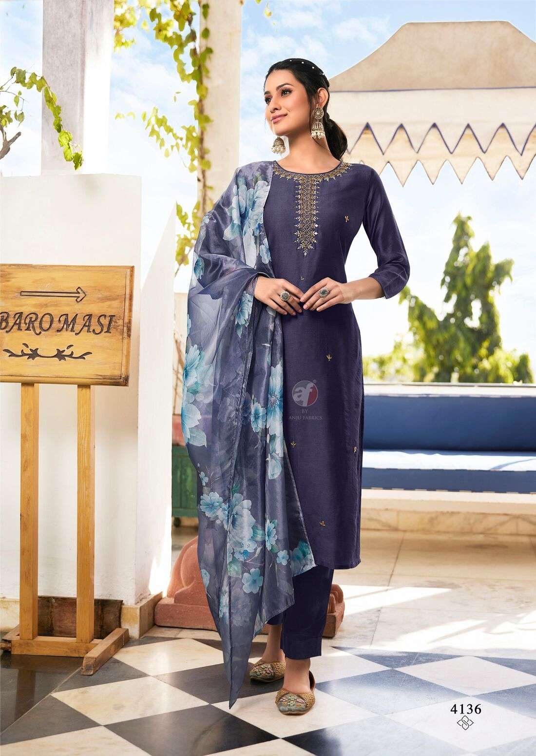 NAKHRALI VOL-6 BY ANJU FABRICS IN MODAL SILK FULL STICHED KURTI PANT WITH DUPATTA 