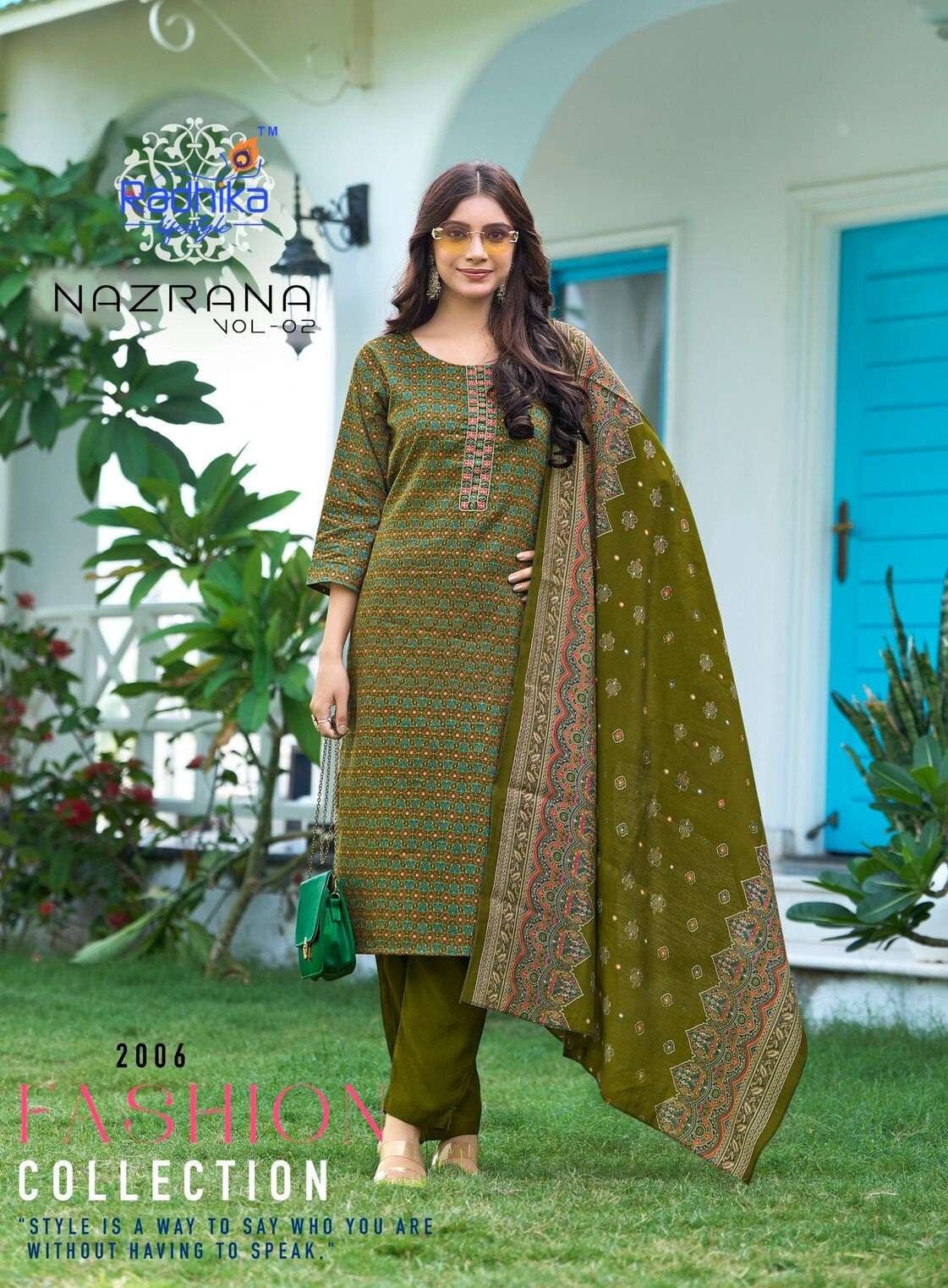 NAZRANA VOL 2 BY RADHIKA LIFESTYLE IN JAM SATIN DISCHARGE PRINT WITH EMBROIDERY WORK