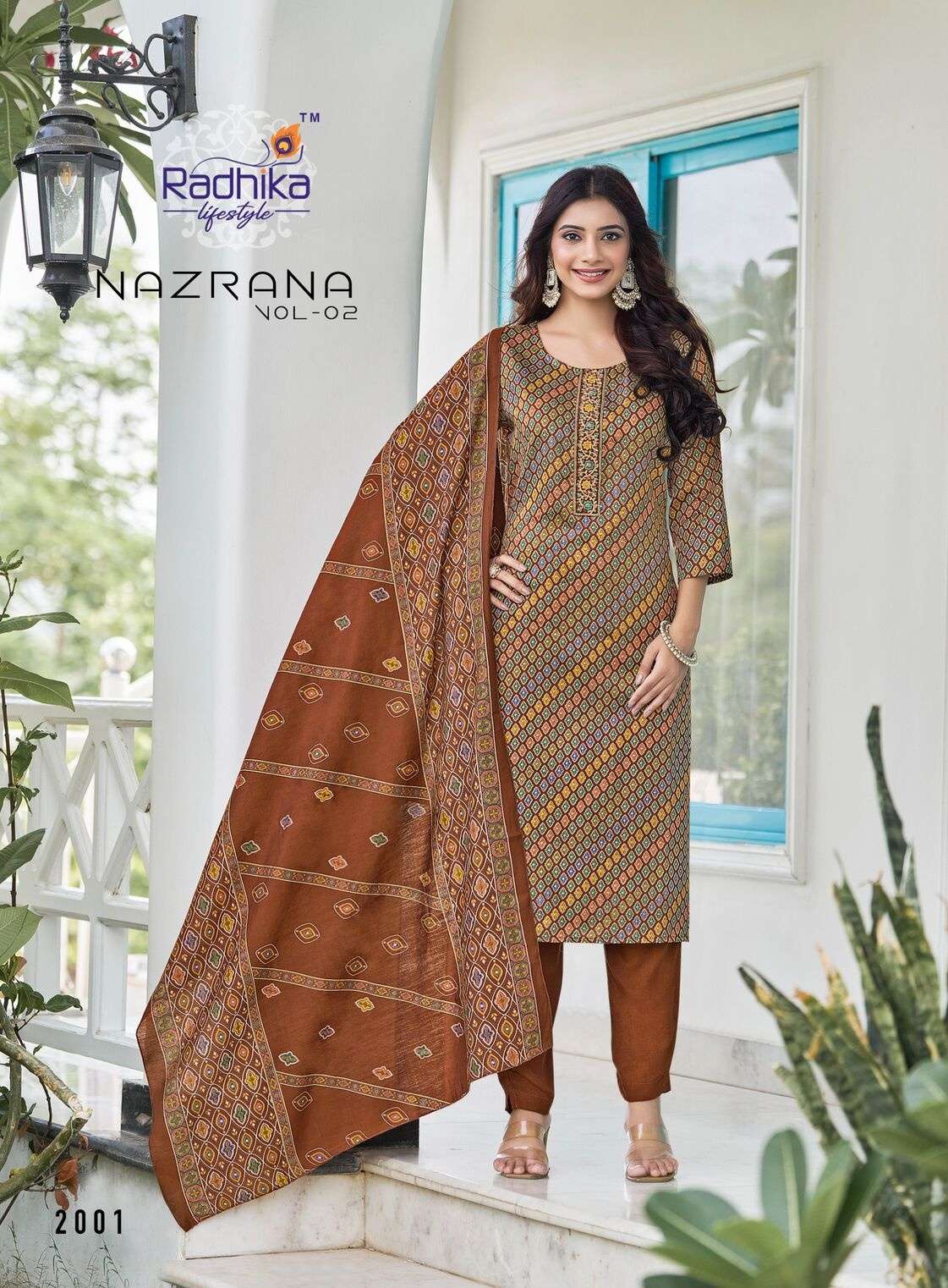 NAZRANA VOL 2 BY RADHIKA LIFESTYLE IN JAM SATIN DISCHARGE PRINT WITH EMBROIDERY WORK