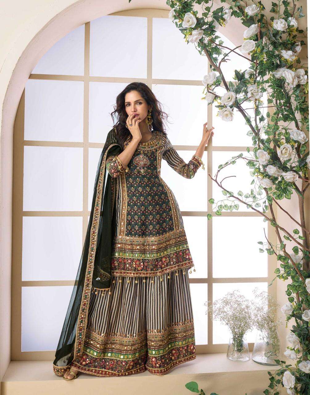 PAKEEZA BY SAYURI DESIGNER IN PURE VISCOS NATURAL CREP SILK WITH GOTA PATTI AARI WORK 