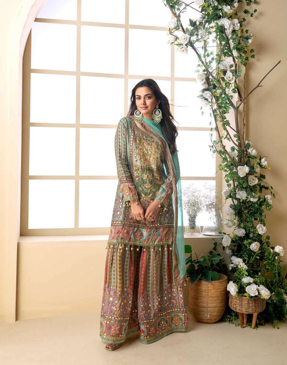 PAKEEZA BY SAYURI DESIGNER IN PURE VISCOS NATURAL CREP SILK WITH GOTA PATTI AARI WORK 
