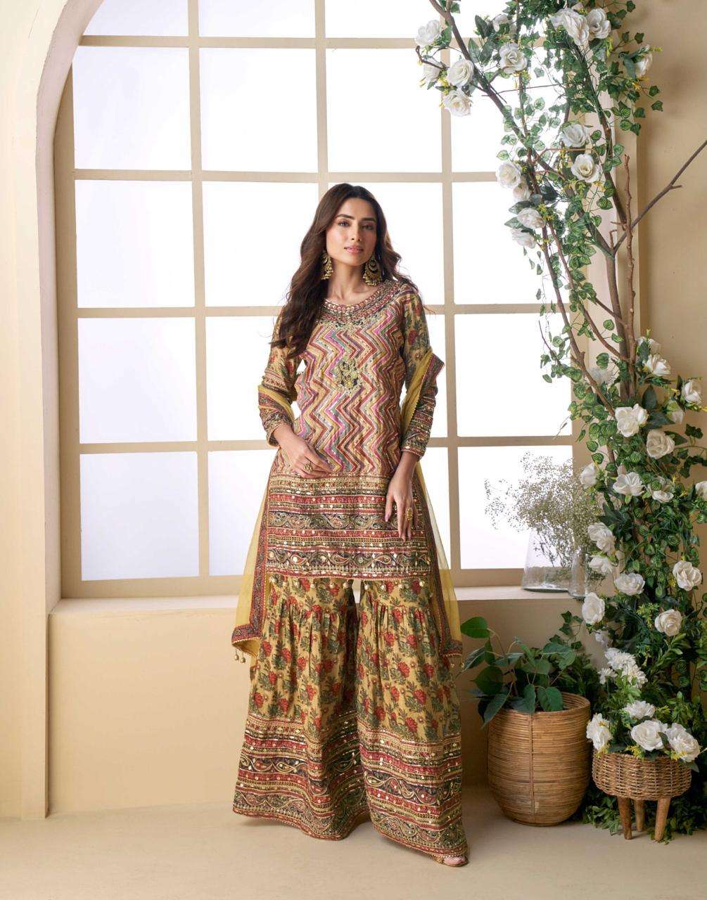 PAKEEZA BY SAYURI DESIGNER IN PURE VISCOS NATURAL CREP SILK WITH GOTA PATTI AARI WORK 