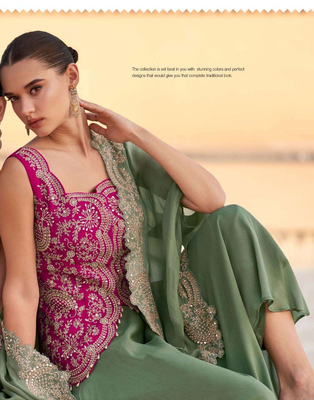 PANIHARI BY SAYURI DESIGNER IN REAL ORGANZA SILK WITH HEAVY LOOK EMBROIDERED JACKET AND PLAZZO 