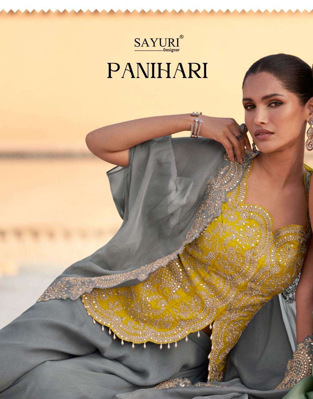 PANIHARI BY SAYURI DESIGNER IN REAL ORGANZA SILK WITH HEAVY LOOK EMBROIDERED JACKET AND PLAZZO 
