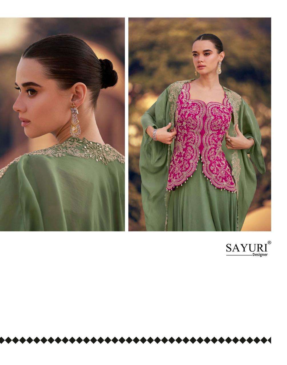 PANIHARI BY SAYURI DESIGNER IN REAL ORGANZA SILK WITH HEAVY LOOK EMBROIDERED JACKET AND PLAZZO 