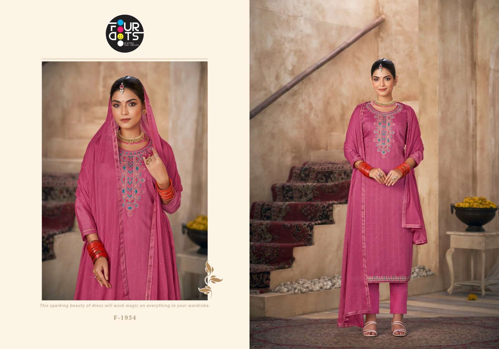 PARKER BY FOURDOTS IN BSY PATTERN COTTON WITH JARKAN WORK 