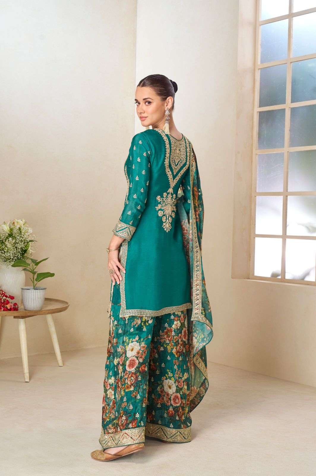 PARUL BY GULKAYRA DESIGNER IN REAL CHINON DIGITAL PRINT WITH EMBROIDERY WORK 