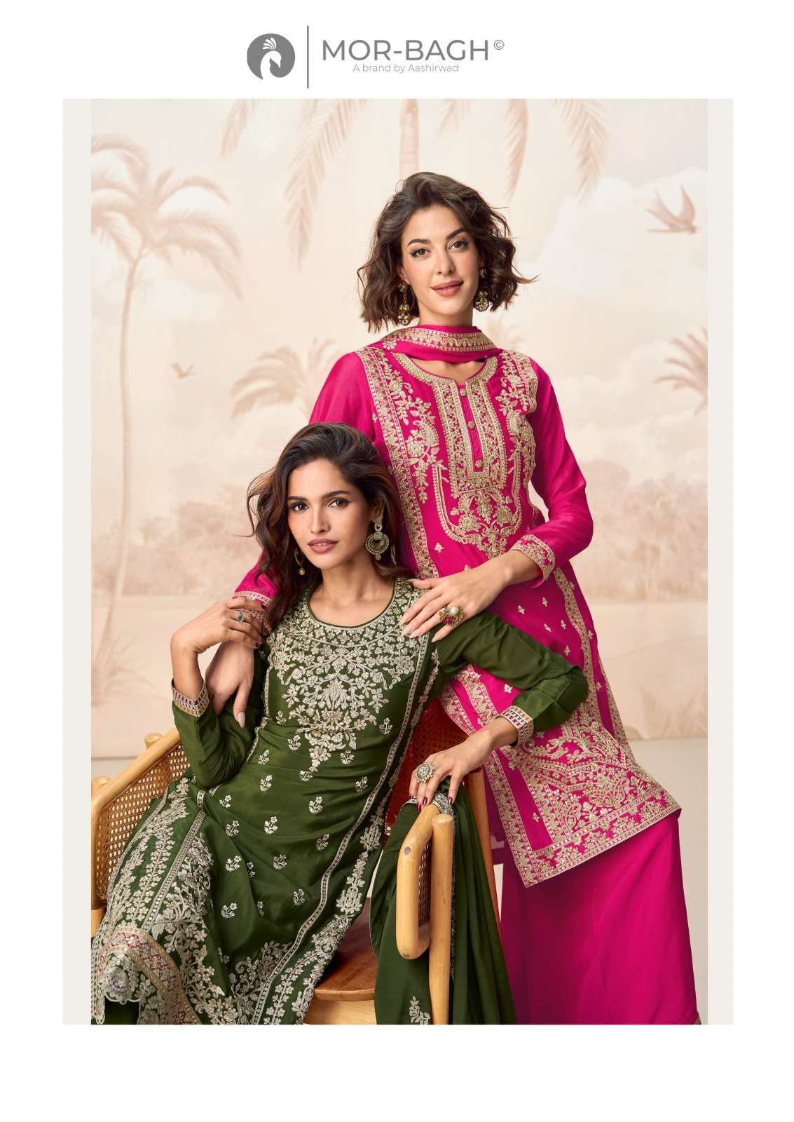 POORVA BY AASHIRWAD CREATION IN PREMIUM CHINON SILK WITH FULL EMBROIDERY WORK 