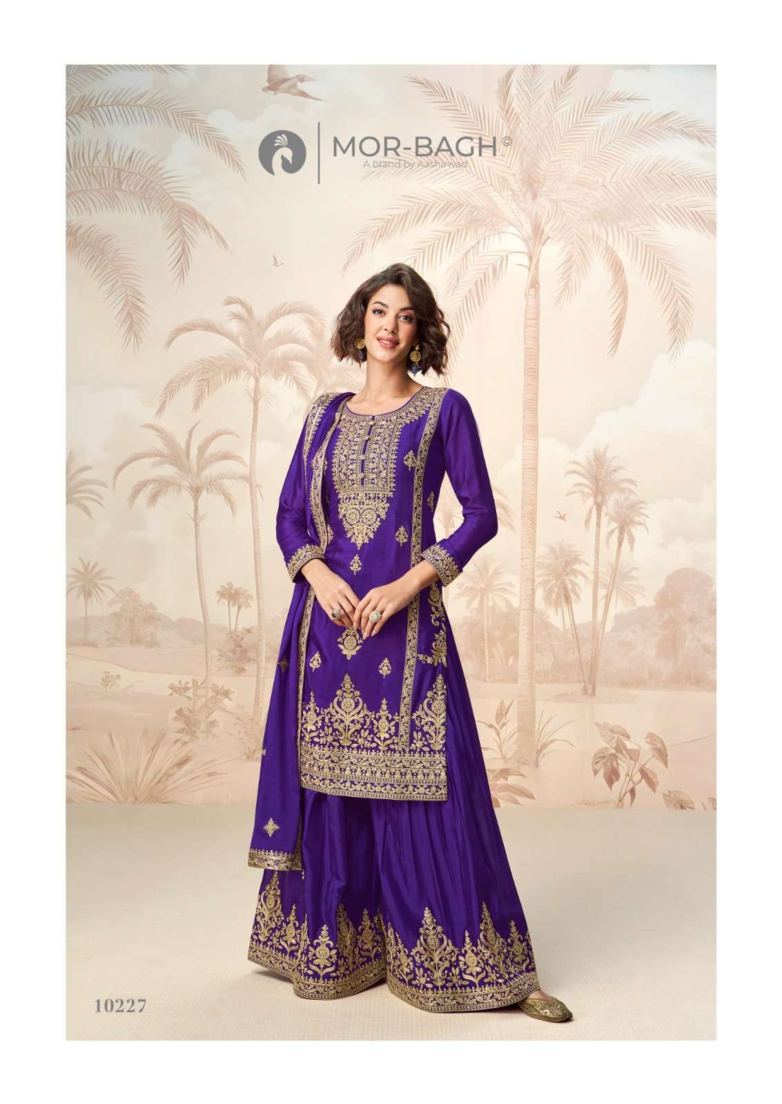 POORVA BY AASHIRWAD CREATION IN PREMIUM CHINON SILK WITH FULL EMBROIDERY WORK 