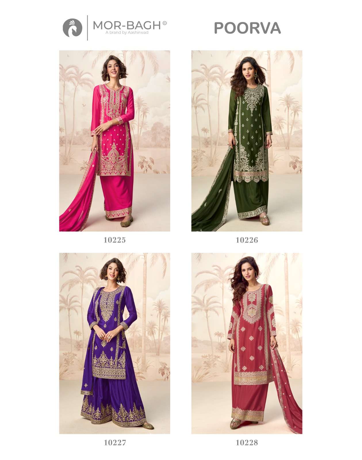 POORVA BY AASHIRWAD CREATION IN PREMIUM CHINON SILK WITH FULL EMBROIDERY WORK 