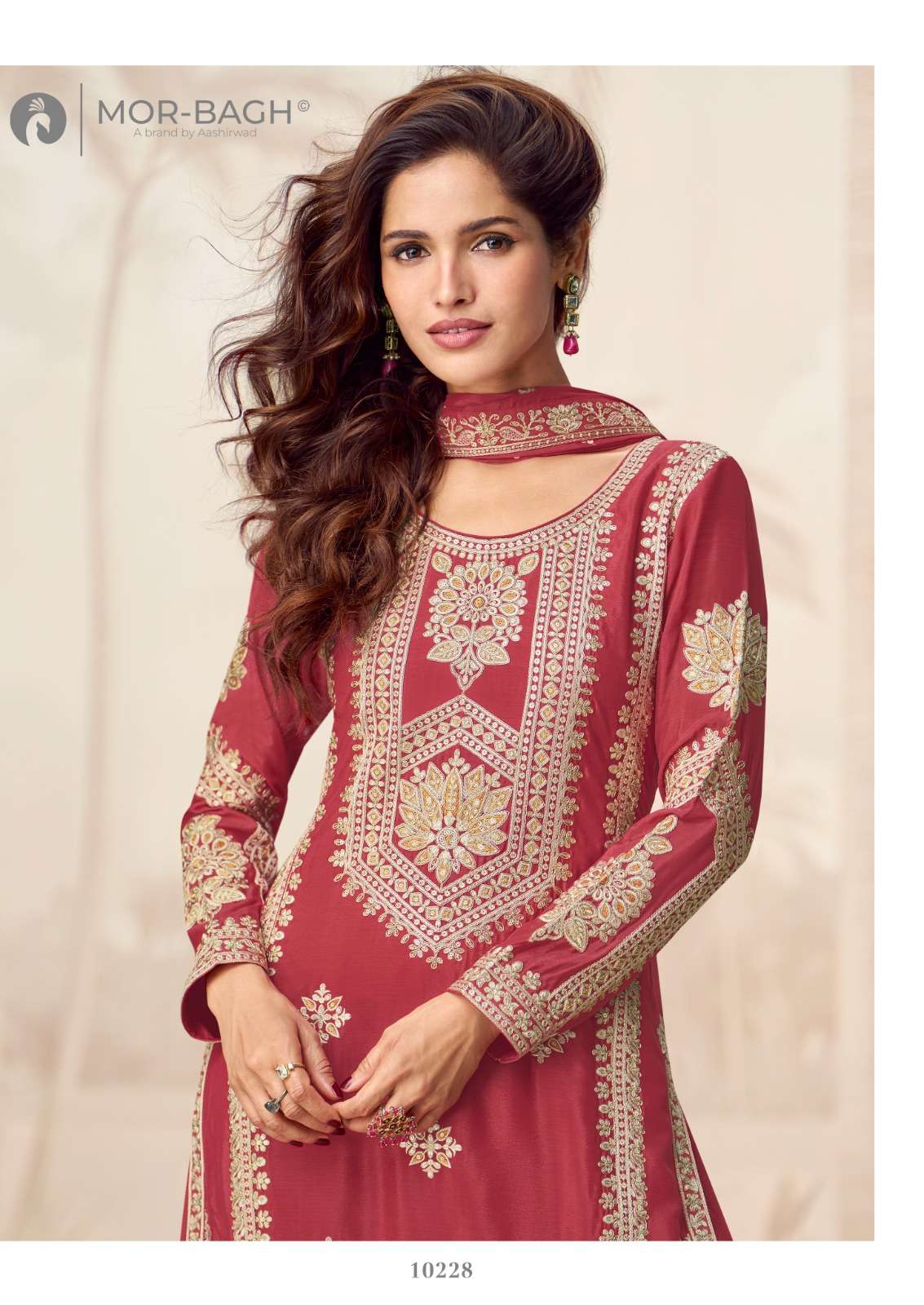 POORVA BY AASHIRWAD CREATION IN PREMIUM CHINON SILK WITH FULL EMBROIDERY WORK 